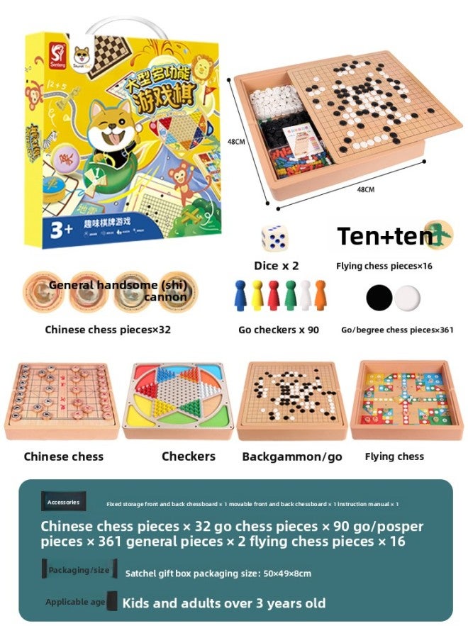 All-in-one checkers flying chess backgammon chess game chess children students wooden toys